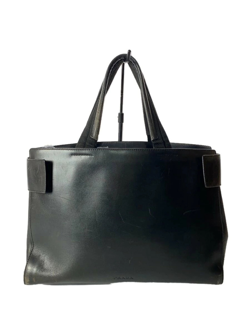 Prada leather tote Shoulder bag dual top Black
